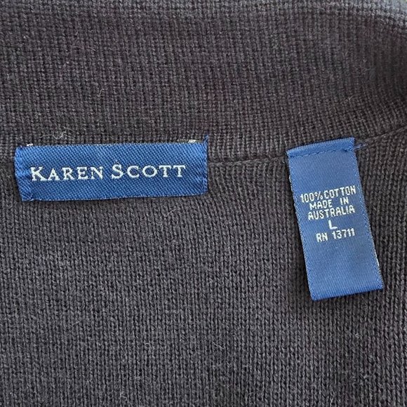 Karen Scott Black Cotton Cropped Button Down Cardigan Sweater NWOT - Picture 4 of 4